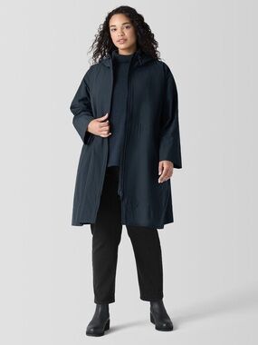 Eileen Fisher Hooded Zip Anorak Rain Jacket Navy Size XL